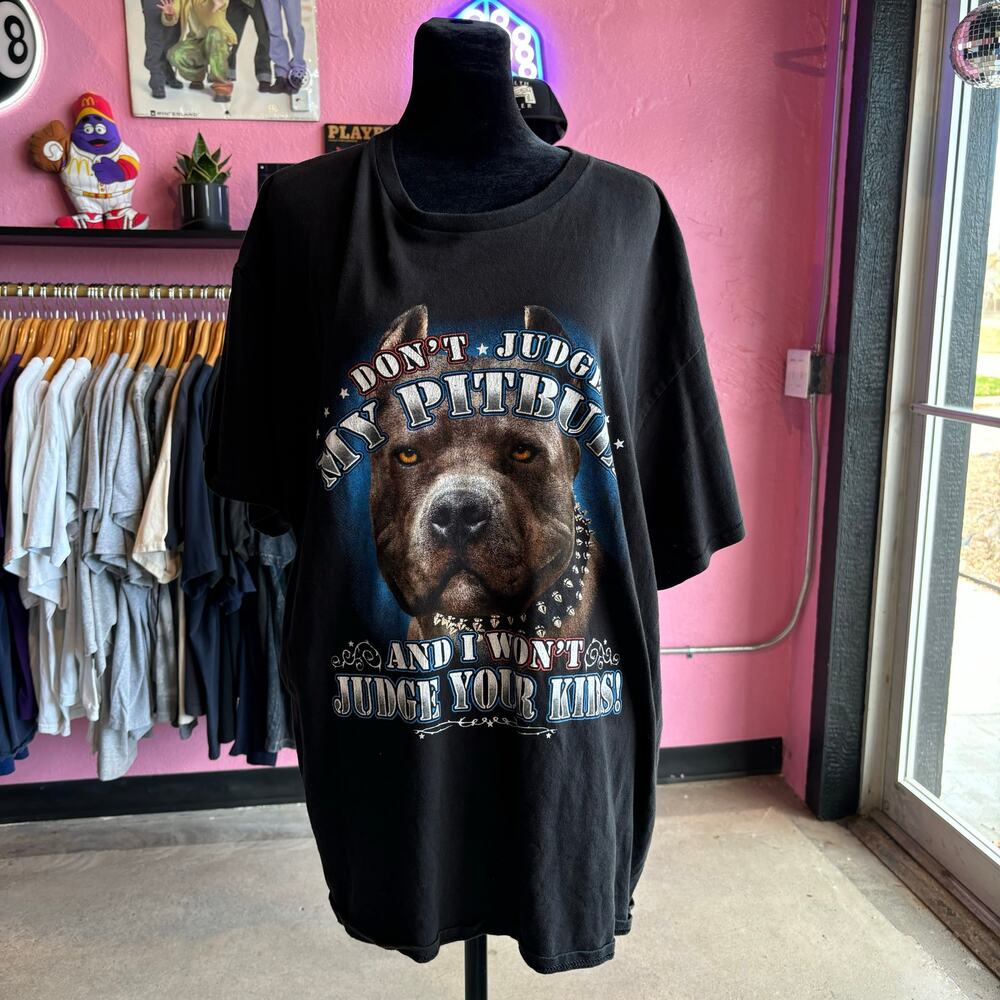 Vintage Y2K Don't Judge My Pitbull Tee Size XL